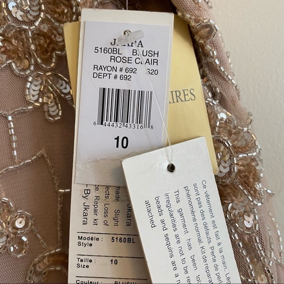 J Kara Blush Pink Beaded Sequin Embellished Sleeveless Mother of the Bride Grown - Picture 5 of 11